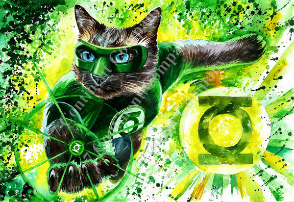 Green Lantern Cat Art at 7th-continent-company.com - 7 CONTINENT COMPANY Sp. z o.o.