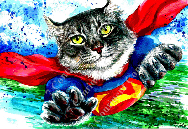 Superman Cat Art at 7th-continent-company.com - 7 CONTINENT COMPANY Sp. z o.o.